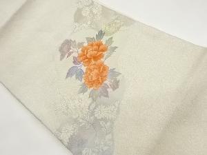 牡丹に草花模様織出し名古屋帯